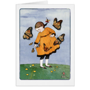 Monarch Butterfly Girl Wenskaart