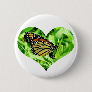 Monarch Butterfly Heart Button