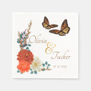 Monarch Butterfly Herfst Floral ivoor Custom Servet