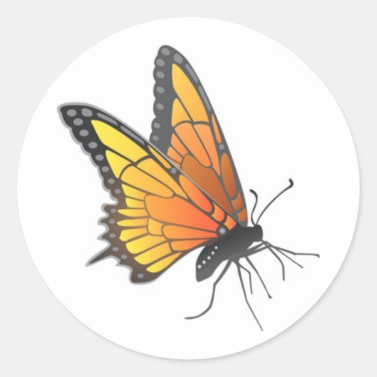 Monarch Butterfly in vlucht Ronde Sticker (Voorkant)
