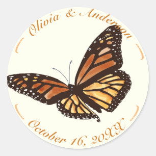 Monarch Butterfly ivoor herfstbruiloft Ronde Sticker
