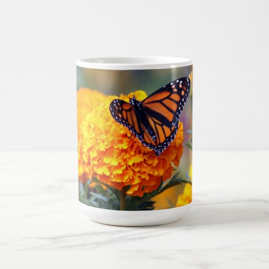 Monarch Butterfly Marigold Foto Koffiemok (Center)