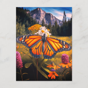 Monarch Butterfly Mountain Beauful Meadow Natuur Briefkaart