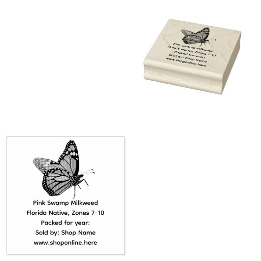 Monarch Butterfly Native Milkweed Seeds Rubberstempel (Gestempeld)