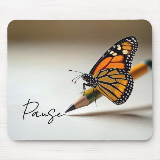 Monarch Butterfly On Pencil With Text Muismat (Voorkant)