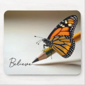 Monarch Butterfly On Pencil With Text Muismat (Voorkant)
