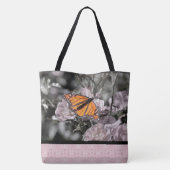 Monarch Butterfly op Flowers Pink Gothic Tegel Draagtas (Achterkant)