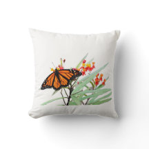 Monarch Butterfly op Milkweed Blooms, wit