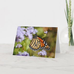 Monarch Butterfly op Mist Flowers Art Note Kaart