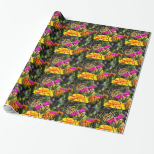 Monarch Butterfly op roze marigold wrapping papier