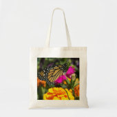 Monarch Butterfly op roze marigolfbloem Tote Bag (Voorkant)