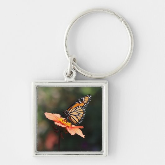 Monarch Butterfly op Verbena & Dahlia Sleutelhanger (Voorkant)