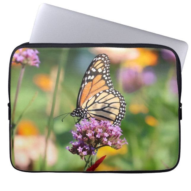 Monarch Butterfly op Verbena Laptop Sleeve (Voorkant)
