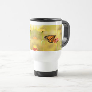 Monarch Butterfly op Zinnia Reisbeker