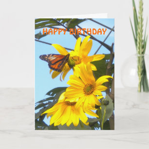 Monarch Butterfly op Zonnebloem Verjaardag Kaart