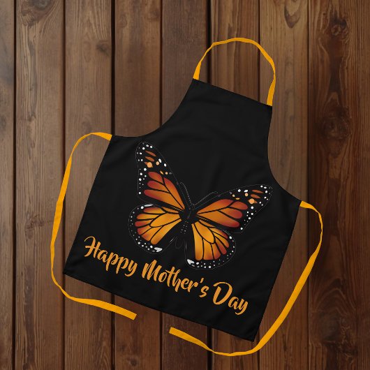 Monarch Butterfly Personalized Black Apron Schort