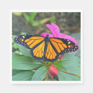 Monarch Butterfly Pink Floral Foto Servet