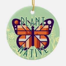 Monarch Butterfly Plant inheemse groene achtergron Keramisch Ornament