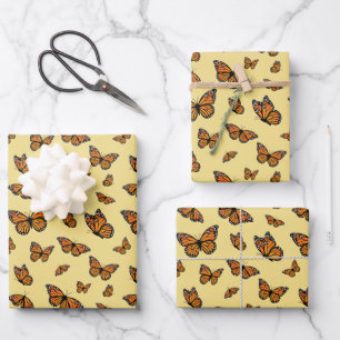 Monarch Butterfly Random Flight Patroon Inpakpapier Vel