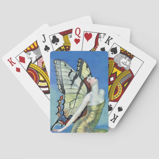 Monarch Butterfly Red Hair  Fairy Pokerkaarten (Achterkant)