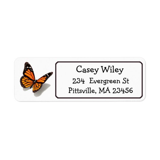 Monarch Butterfly Return Address Label (Voorkant)
