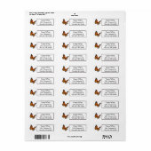 Monarch Butterfly Return Address Label (Full Sheet)