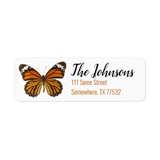 Monarch Butterfly Return Address Labels (Voorkant)