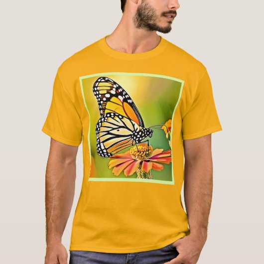 Monarch Butterfly Sip Design T-shirt (Voorkant)