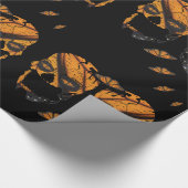 Monarch Butterfly Skulls Black Halloween Cadeaupapier (Hoek)
