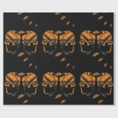 Monarch Butterfly Skulls Black Halloween Cadeaupapier (Vlak)