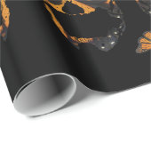 Monarch Butterfly Skulls Black Halloween Cadeaupapier (Rol Hoek)