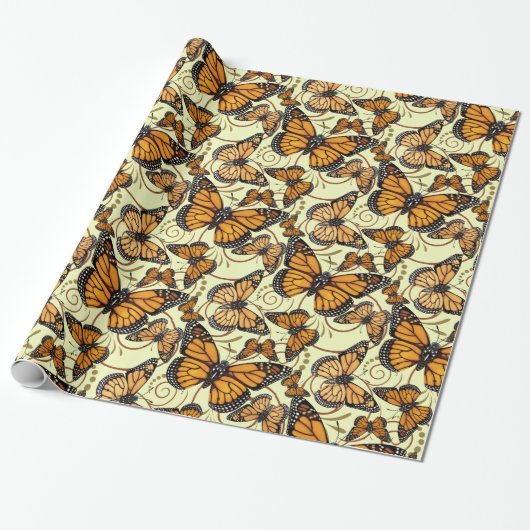 Monarch Butterfly Swirl Cadeaupapier (Uitgerold)