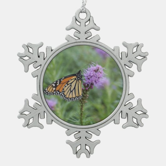 Monarch Butterfly Tin Sneeuwvlok Ornament (Voorkant)