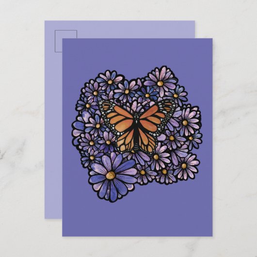 Monarch Butterfly Uitnodiging Briefkaart (Voorkant / Achterkant)