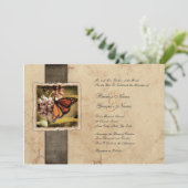 Monarch Butterfly Vintage Wedding Invitations Kaart (Staand voorkant)