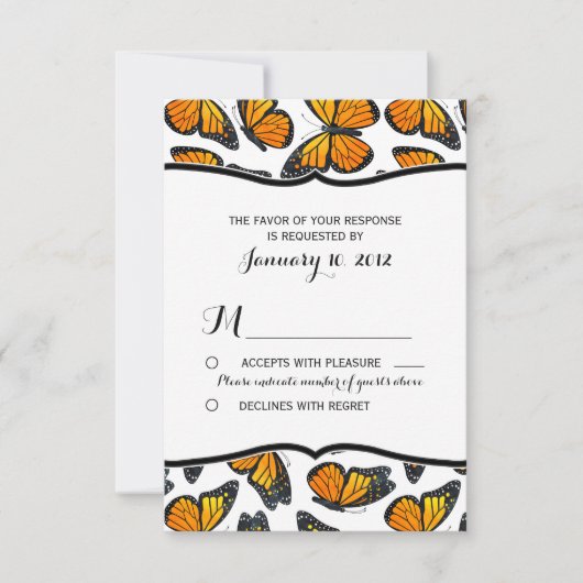 Monarch Butterfly Wedding RSVP (Voorkant)