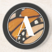 Monarch Butterfly Wing Initial Orange and Black Zandsteen Onderzetter (Voorkant)