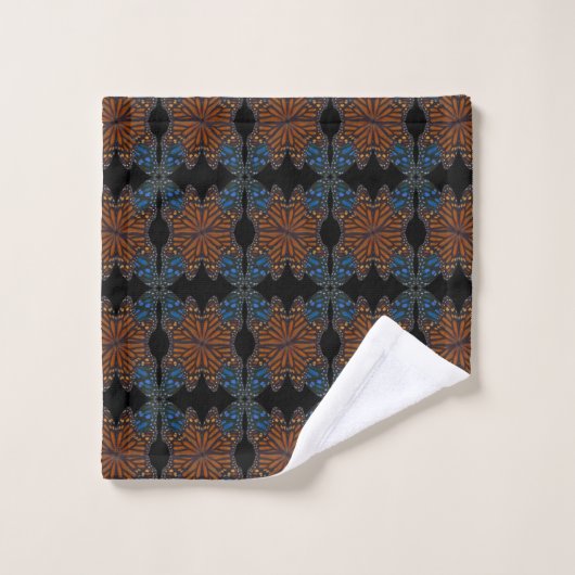 Monarch Butterfly Wing Oranje and Blue Pattern Bad Handdoek (Wasdoekje)