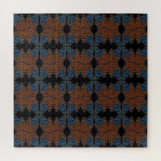Monarch Butterfly Wing Oranje and Blue Pattern Legpuzzel (Verticaal)