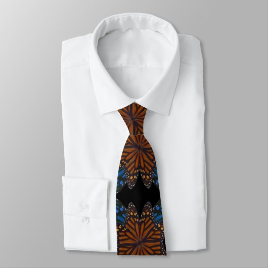 Monarch Butterfly Wing Oranje and Blue Pattern Stropdas (Gebonden)