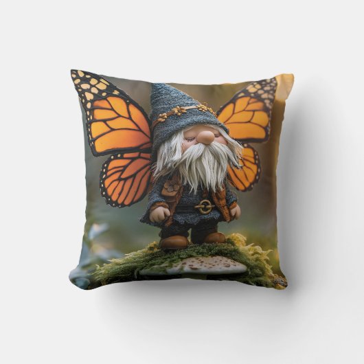 Monarch Butterfly Winged Gnome - Fantasy Creature Kussen (Voorkant)