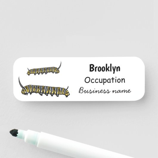 Monarch caterpijler cartoon illustratie naamplaatje (In situ)