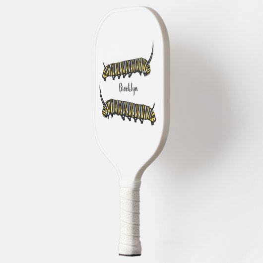 Monarch caterpijler cartoon illustratie pickleball paddle (Links)