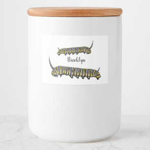 Monarch caterpijler cartoon illustratie voedselcontainer etiket