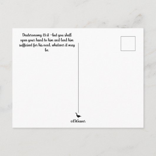 Monarch in open handen Deuteronomium 15:8 Briefkaart (Achterkant)