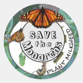 Monarch Life Cycle Plant Milkweed Ronde Sticker