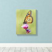 Monarch op Blazing Star Canvas Afdruk (Insitu (Houten vloer))