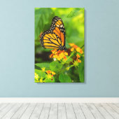 Monarch op Lantana Canvas Afdruk (Insitu (Houten vloer))