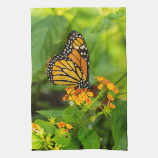 Monarch op Lantana Theedoek (Verticaal)