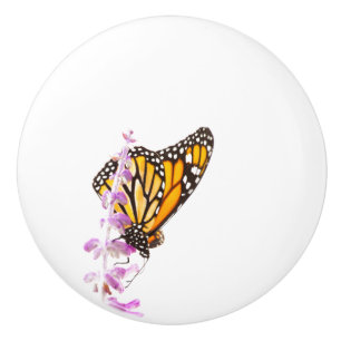 Monarch op lavendel keramische knop